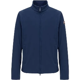 Blue Polyester Full-Length Jacket