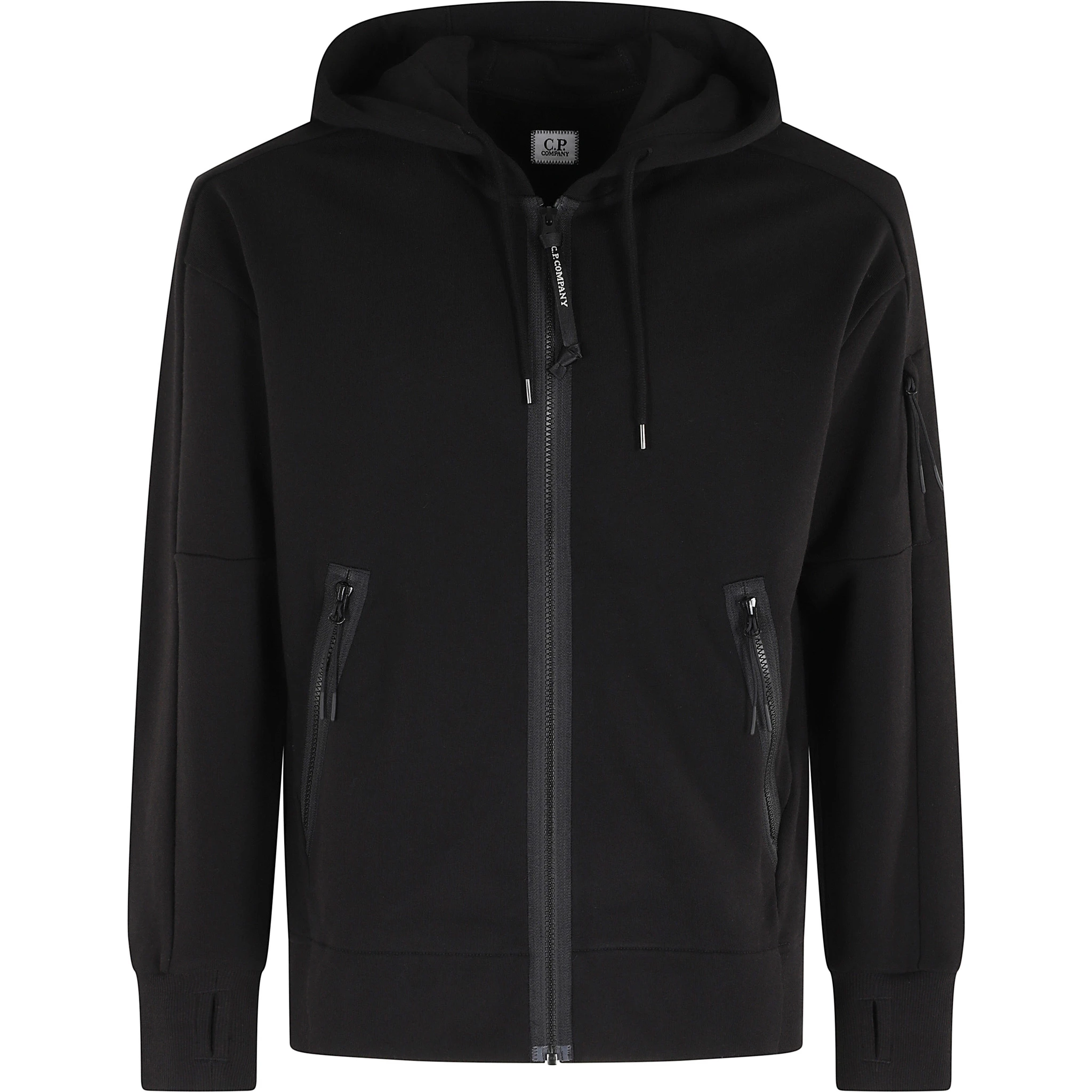 DIAGONAL RAISED FLEECE ZIP HOODED