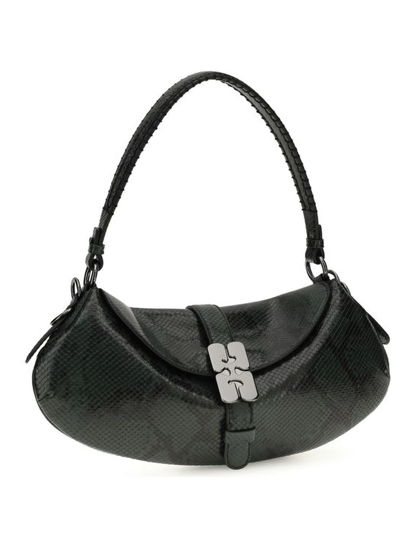 Blue Recycled Leather Shoulder Bag