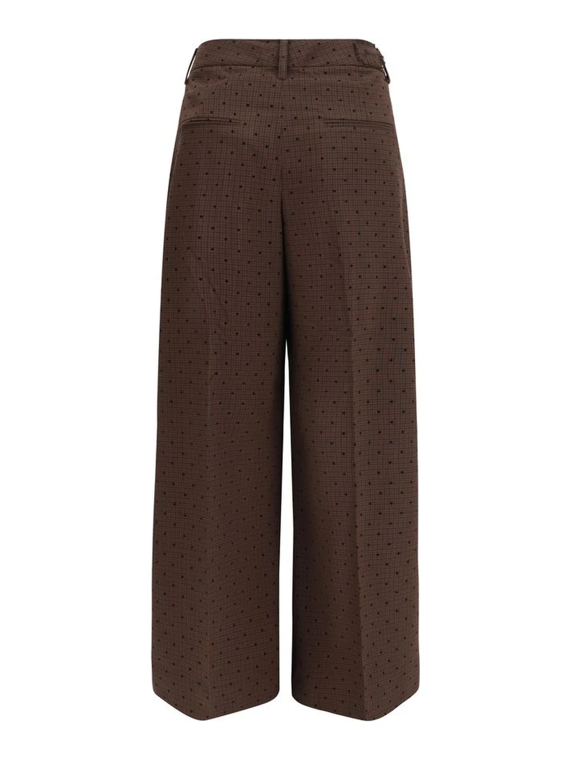 Brown Elastane Casual Pants