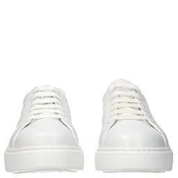 White Leather Low Top Sneakers