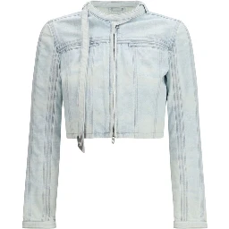Blue Cotton Biker Jacket