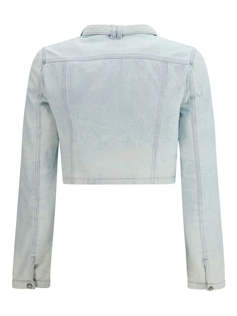 Blue Cotton Biker Jacket