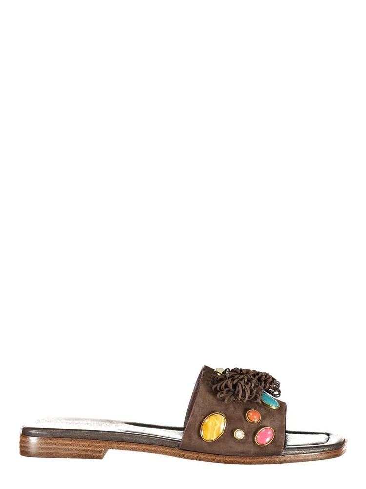 Marrone Leather Women Slipper