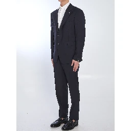 Double-breasted virgin wool suit in Super 110s