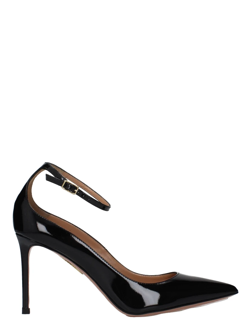Black Leather High Heel Pumps