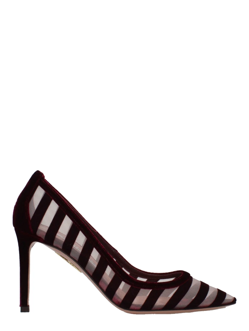 Transparent Velvet Mid Heel Pumps