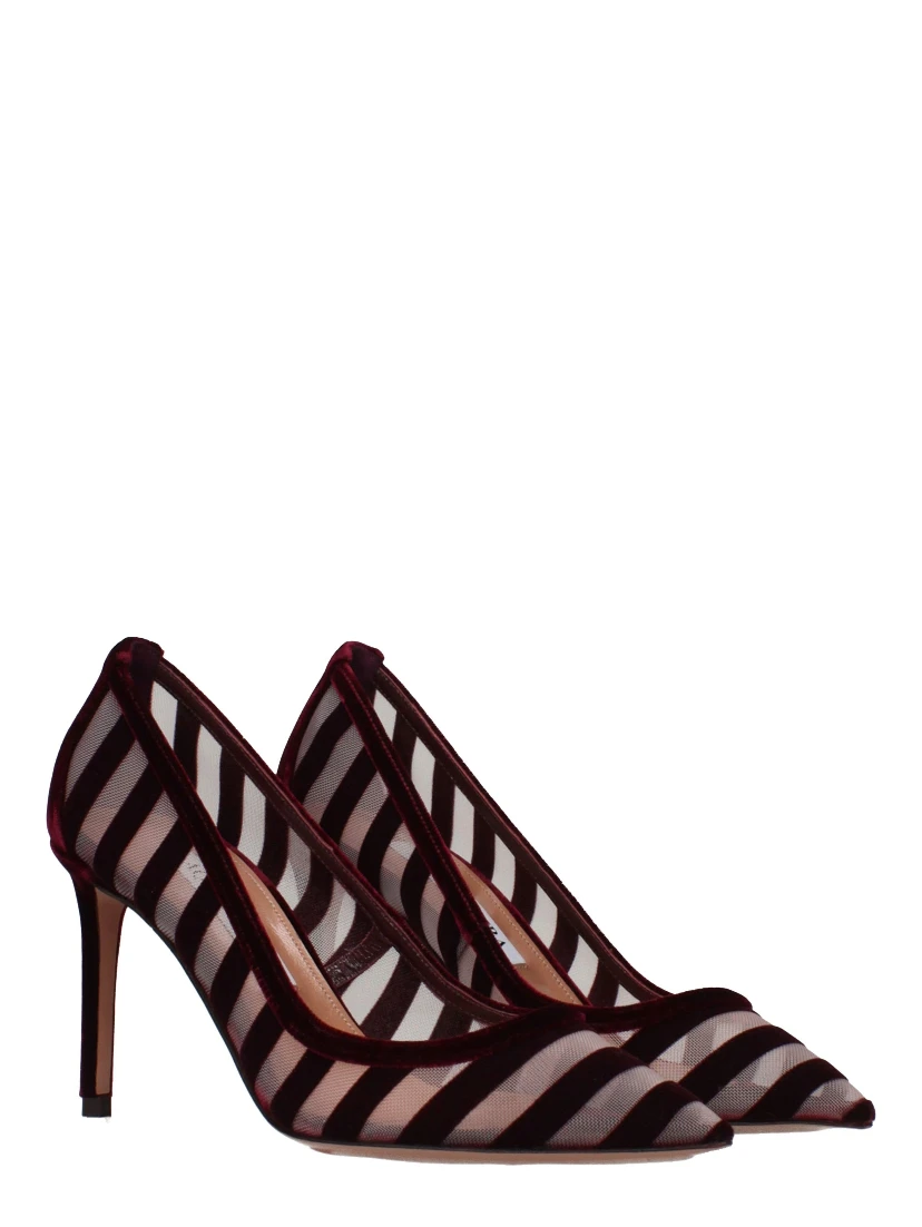 Transparent Velvet Mid Heel Pumps
