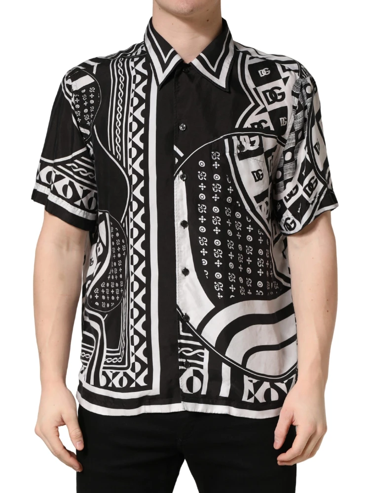 Black White Bandana Print Collared Shirt alternative