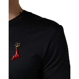 Dark Blue DG Logo Silk Men Crew Neck T-shirt