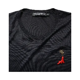 Dark Blue DG Logo Silk Men Crew Neck T-shirt