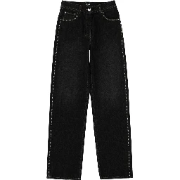 JEANS WITH STUDS AND CRYSTALS DECORATION