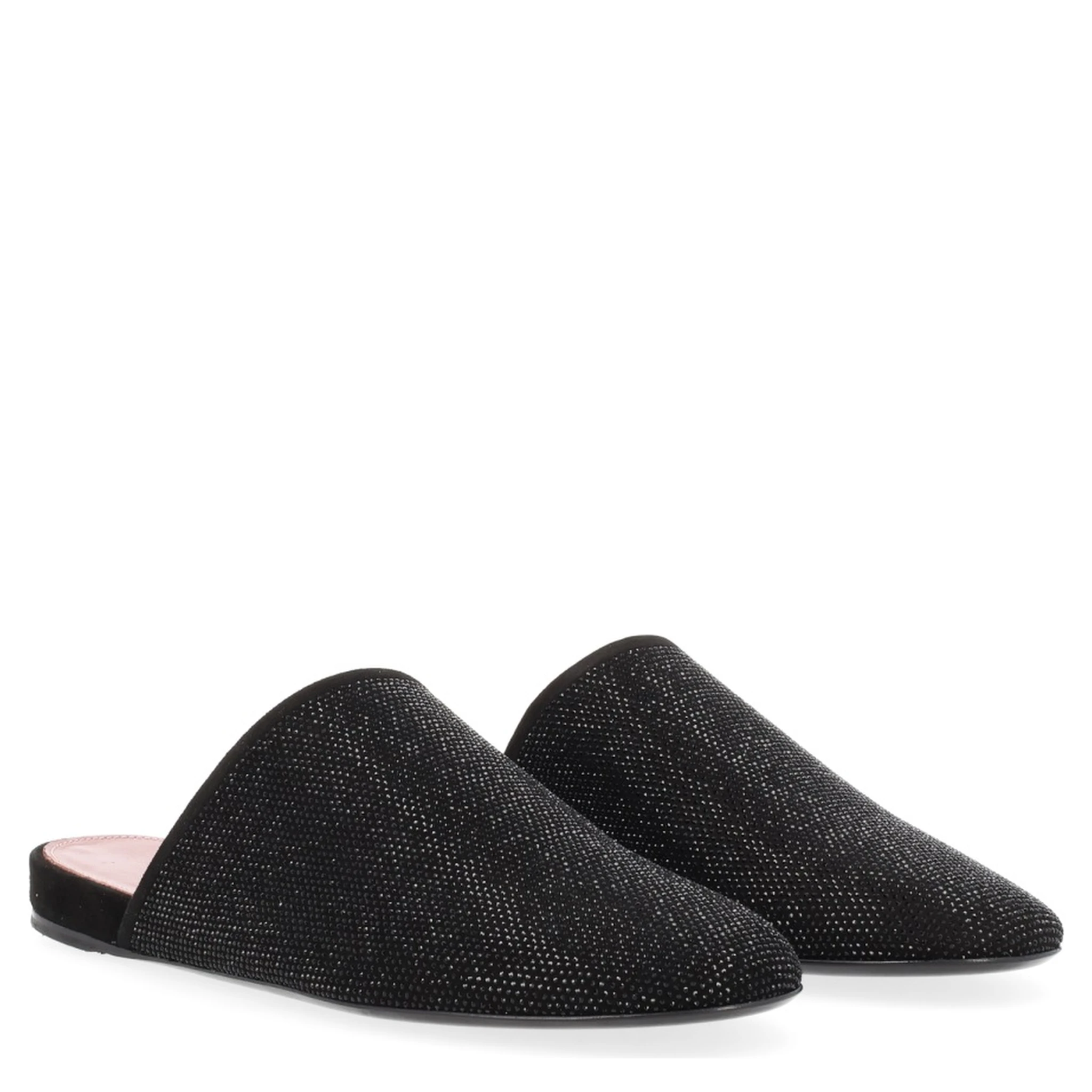 LEATHER SLIPPER WITH RHINESTONES