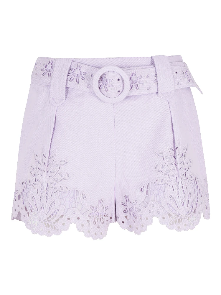 GEOMETRIC RICHELIEU TWILL MIDI SHORT