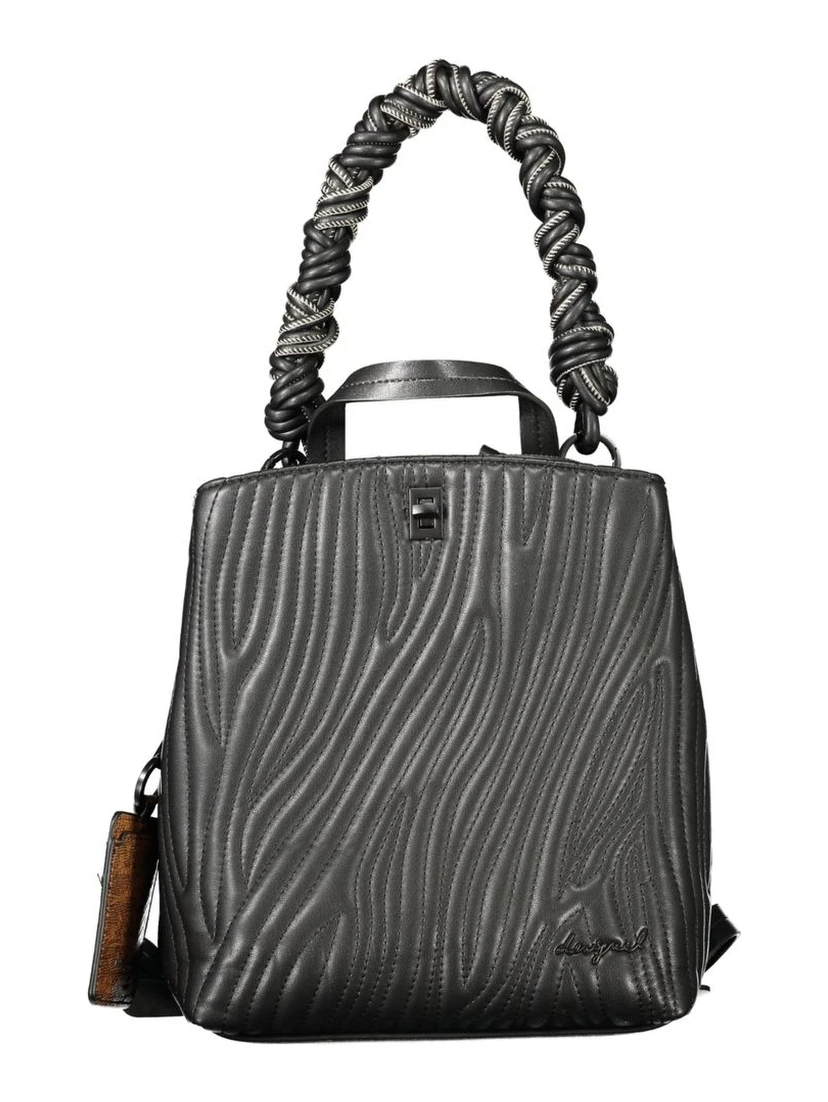 Black Polyurethane Women Mini Backpack