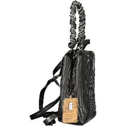 Black Polyurethane Women Mini Backpack