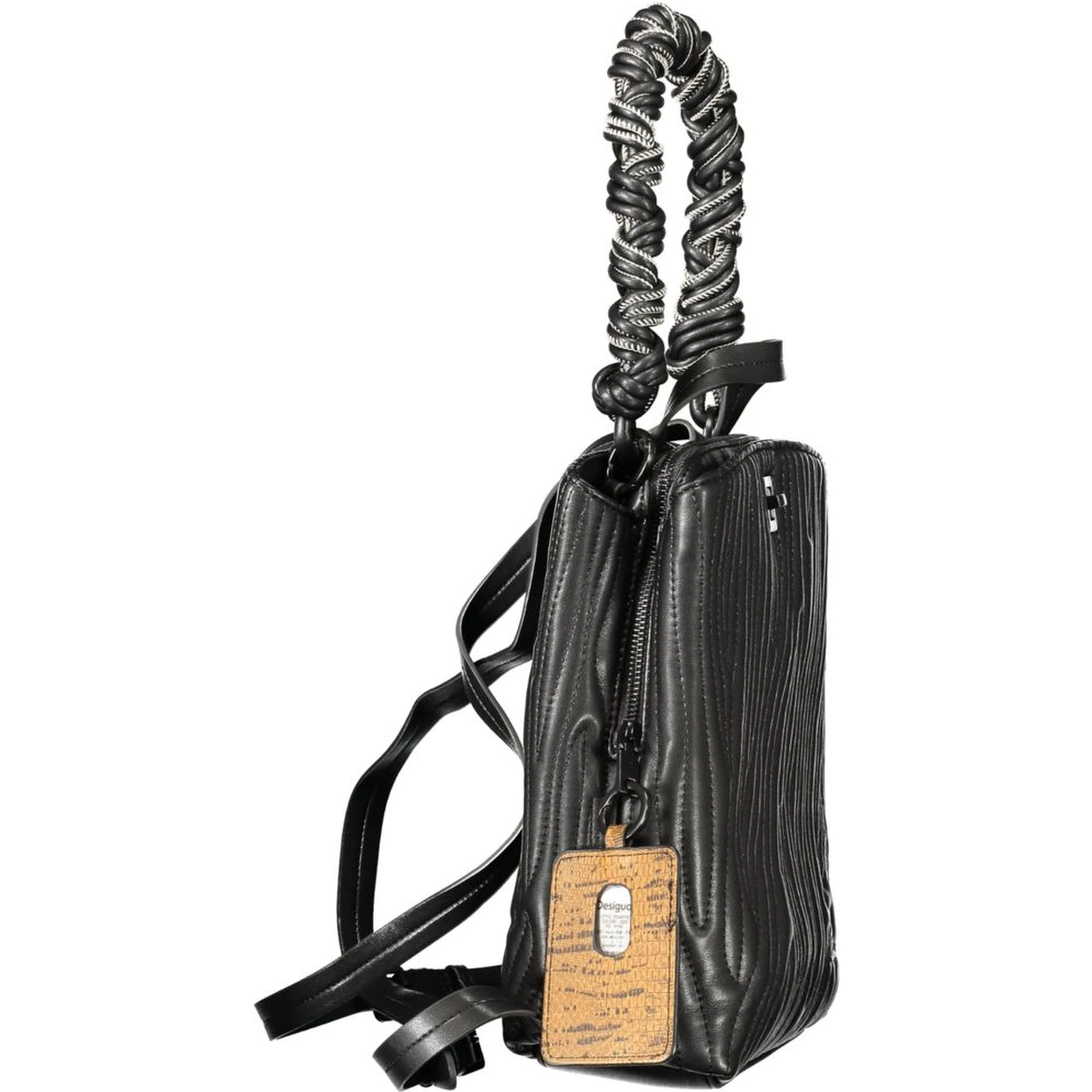 Black Polyurethane Women Mini Backpack