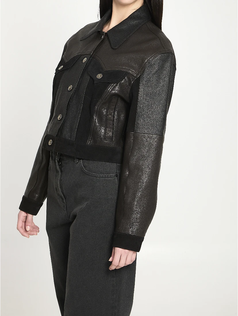 Slim-fit leather blouson