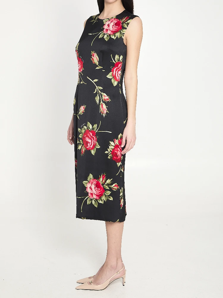 Bouquet Rose print satin midi dress alternative
