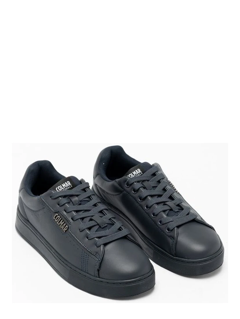 Blue Leather Low Top Sneakers