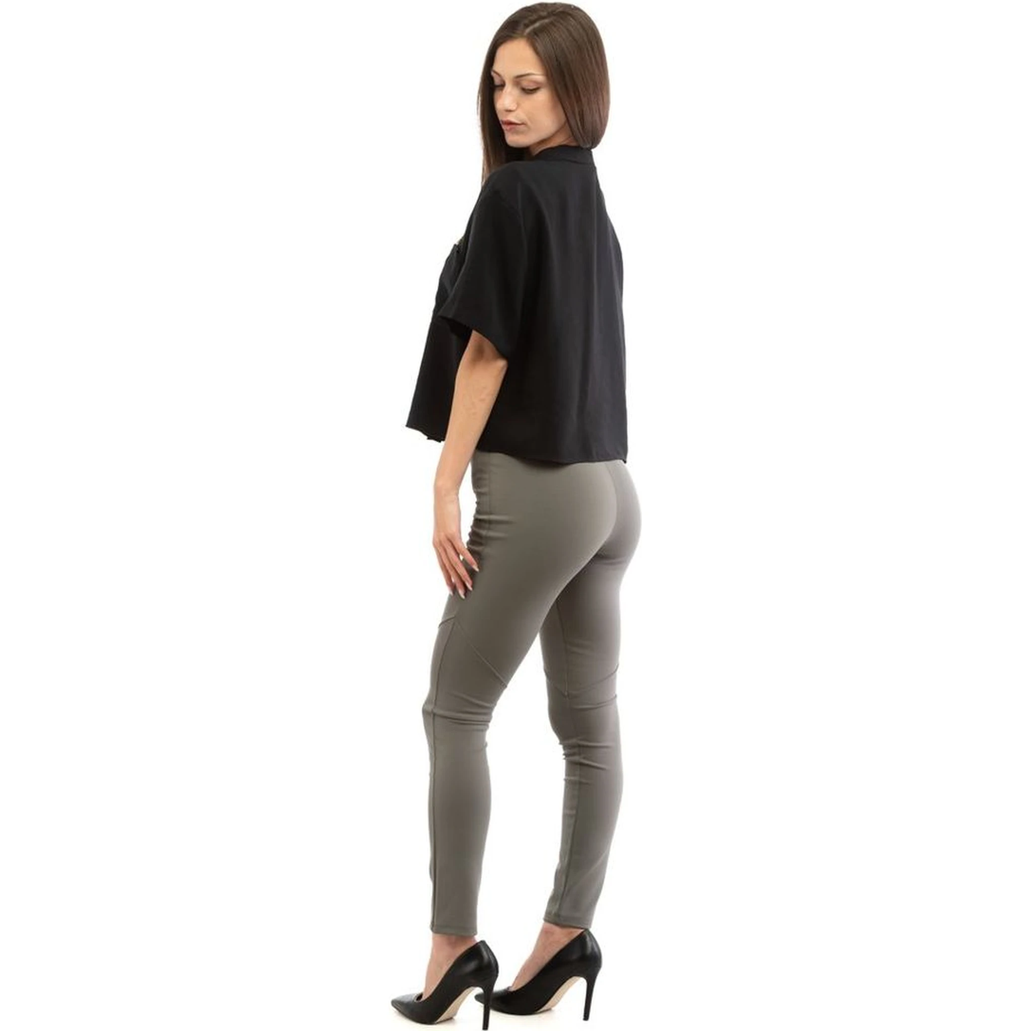 Gray Viscose Skinny Pants