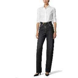 JEANS WITH STUDS AND CRYSTALS DECORATION