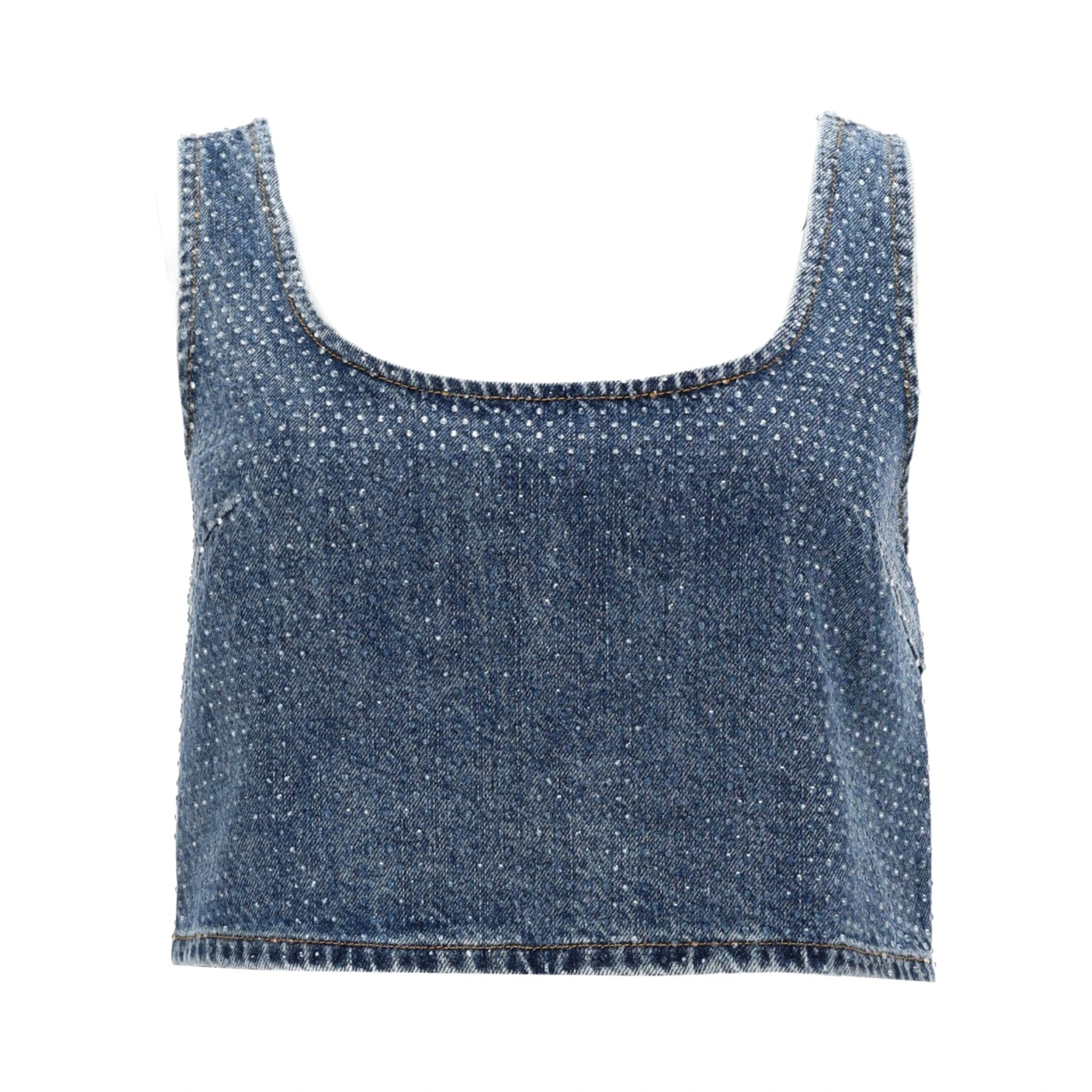 DENIM CROP TOP WITH RHINESTONES