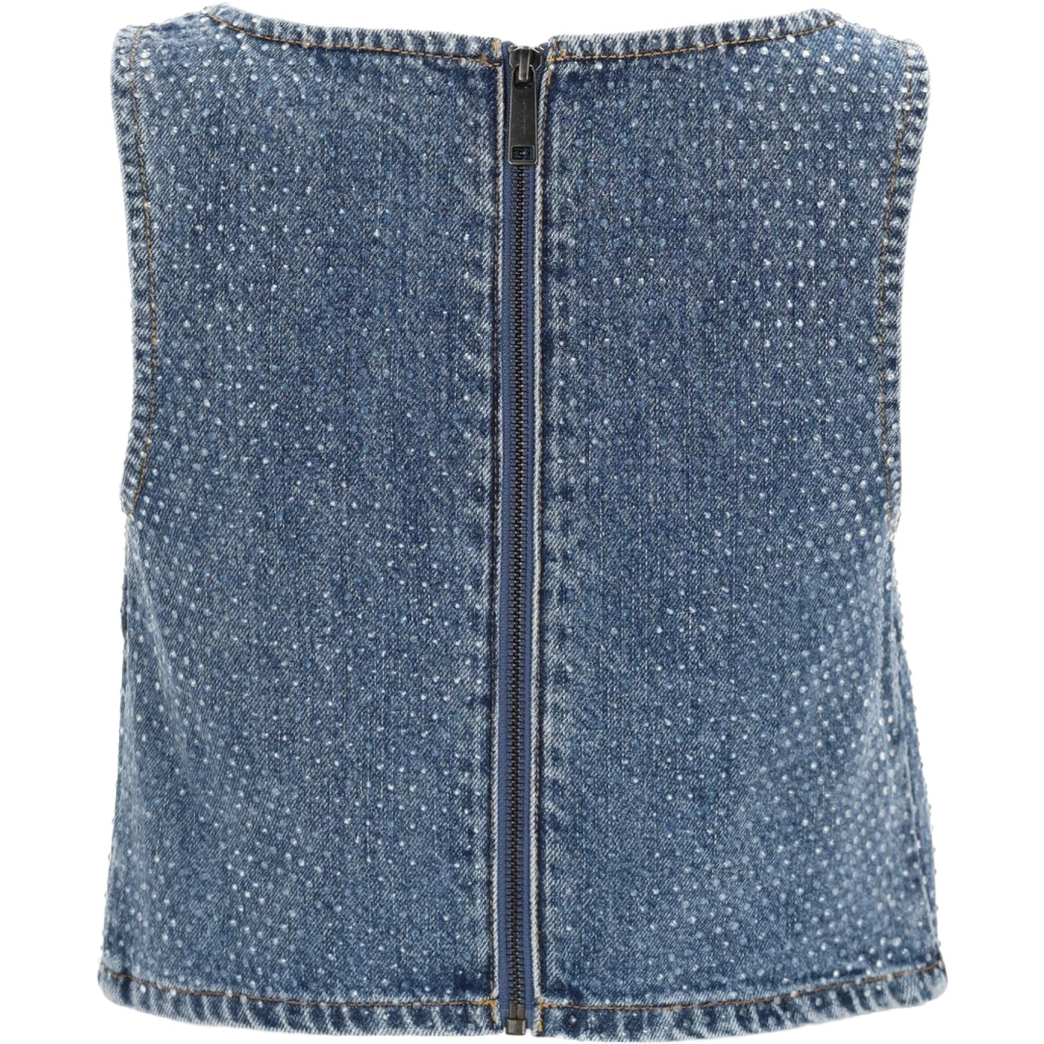 DENIM CROP TOP WITH RHINESTONES