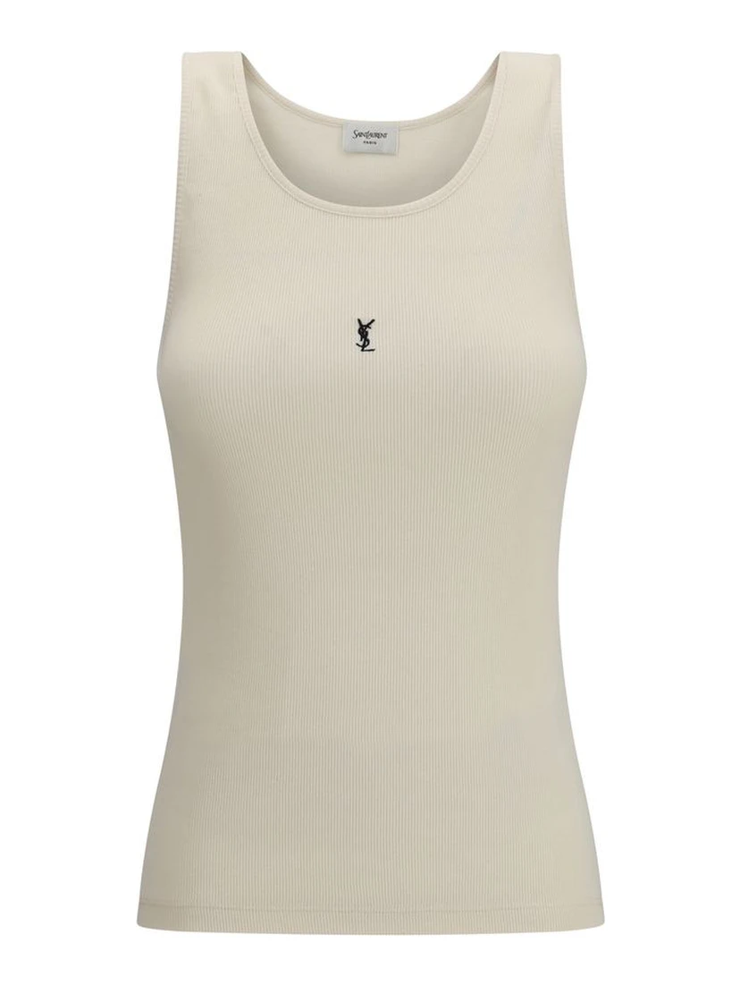 Beige Cotton Tank Tops