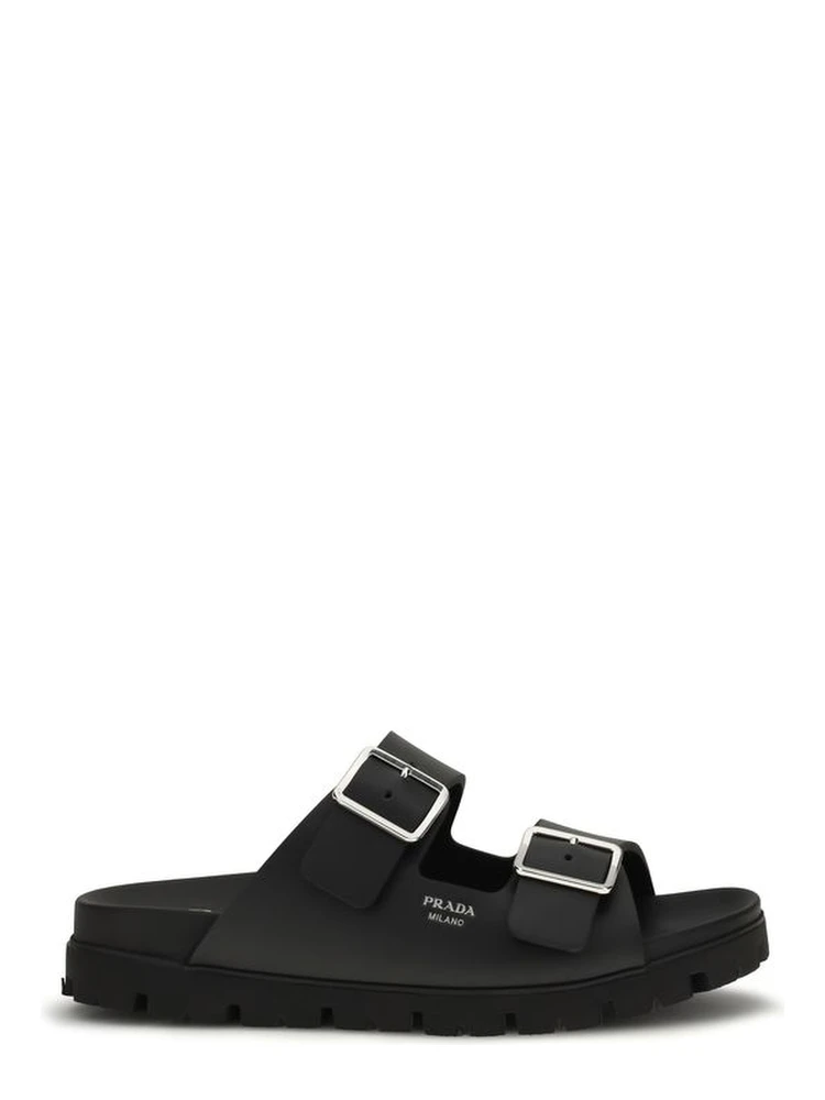 Black Calf Leather Bos Taurus Sandals