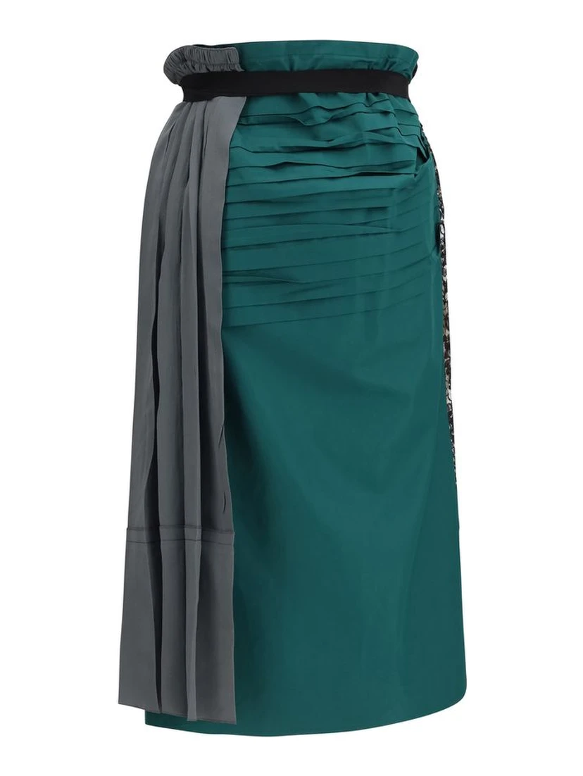 Multicolor Silk Midi Skirt