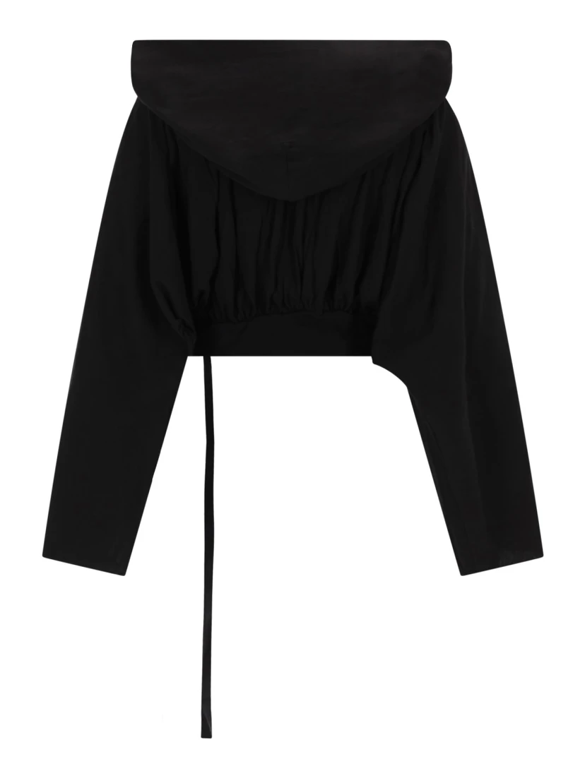 T-SHIRT "CROPPED" CON CAPPUCCIO