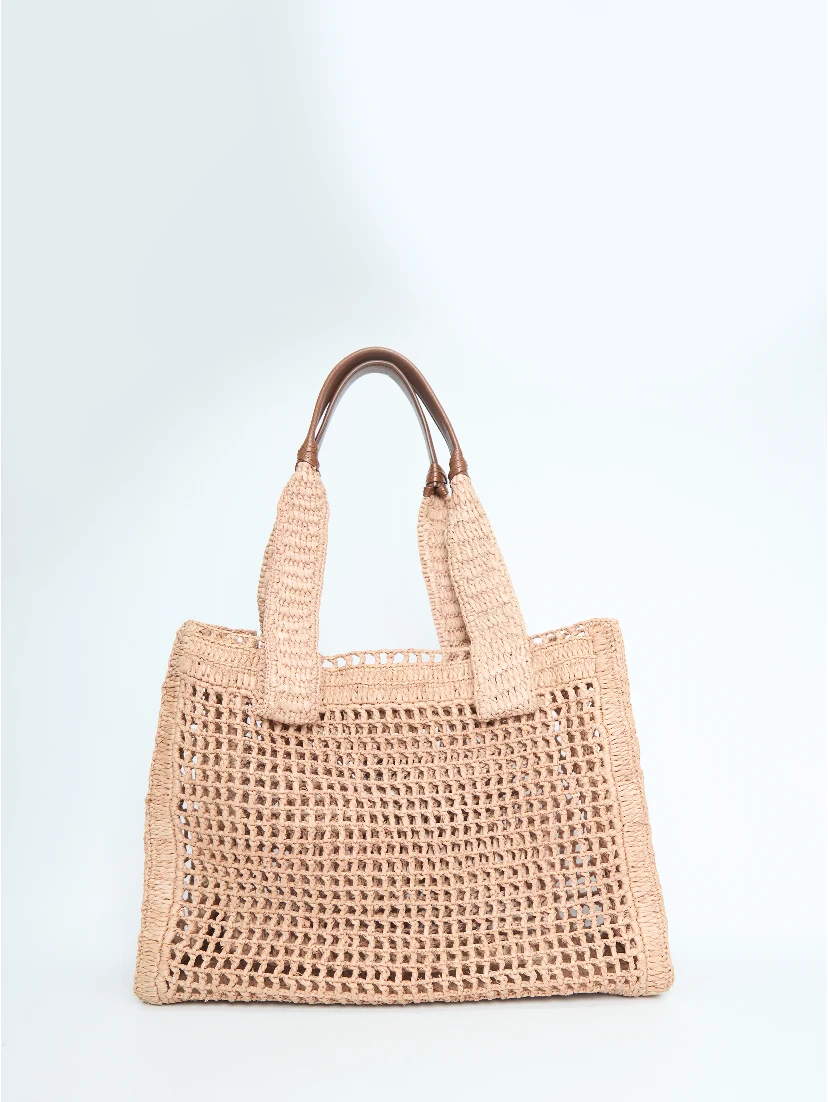 East-West Summer Banana raffia tote bag