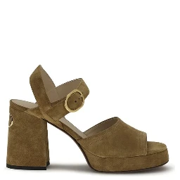 Beige Calf Leather Bos Taurus Platform Sandals