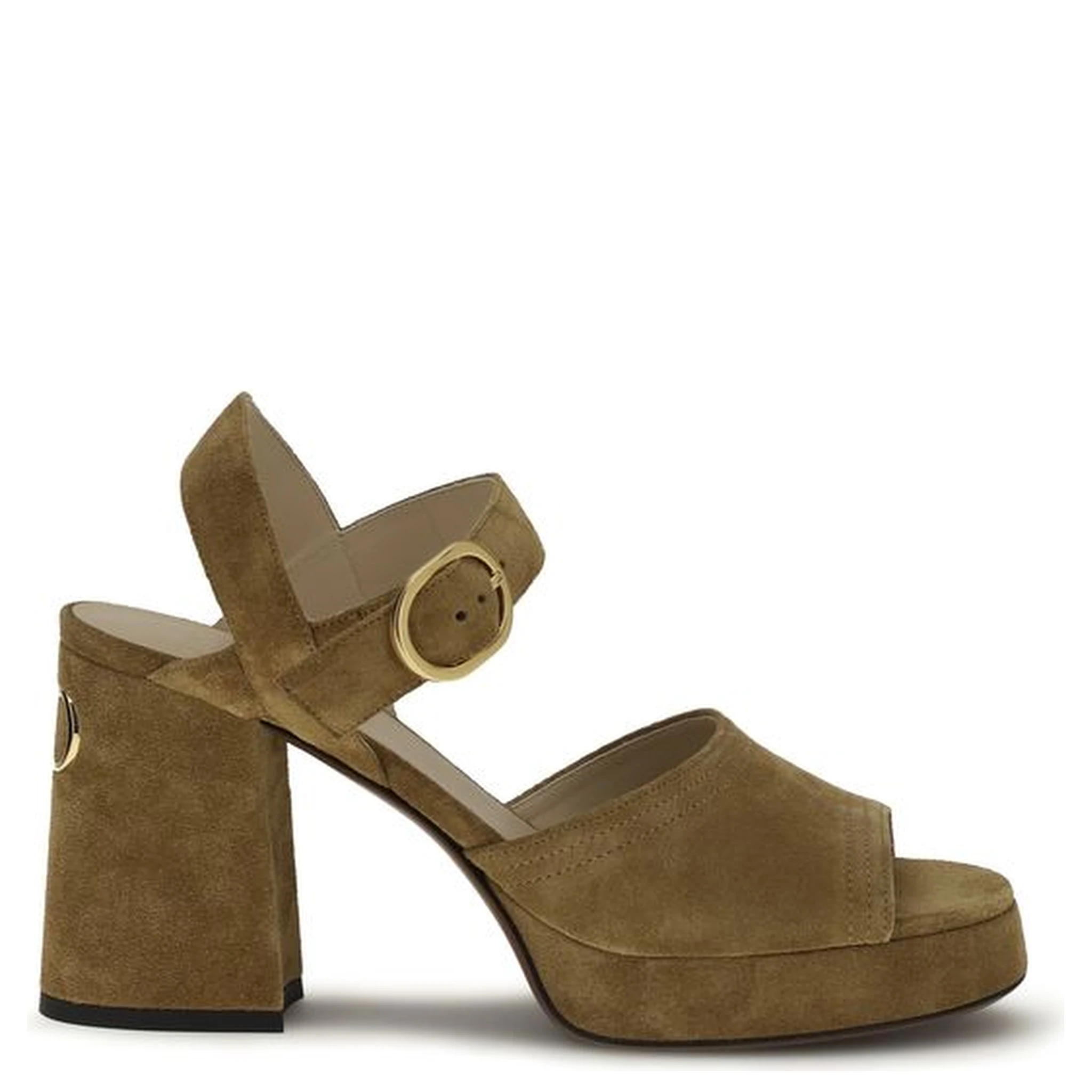 Beige Calf Leather Bos Taurus Platform Sandals