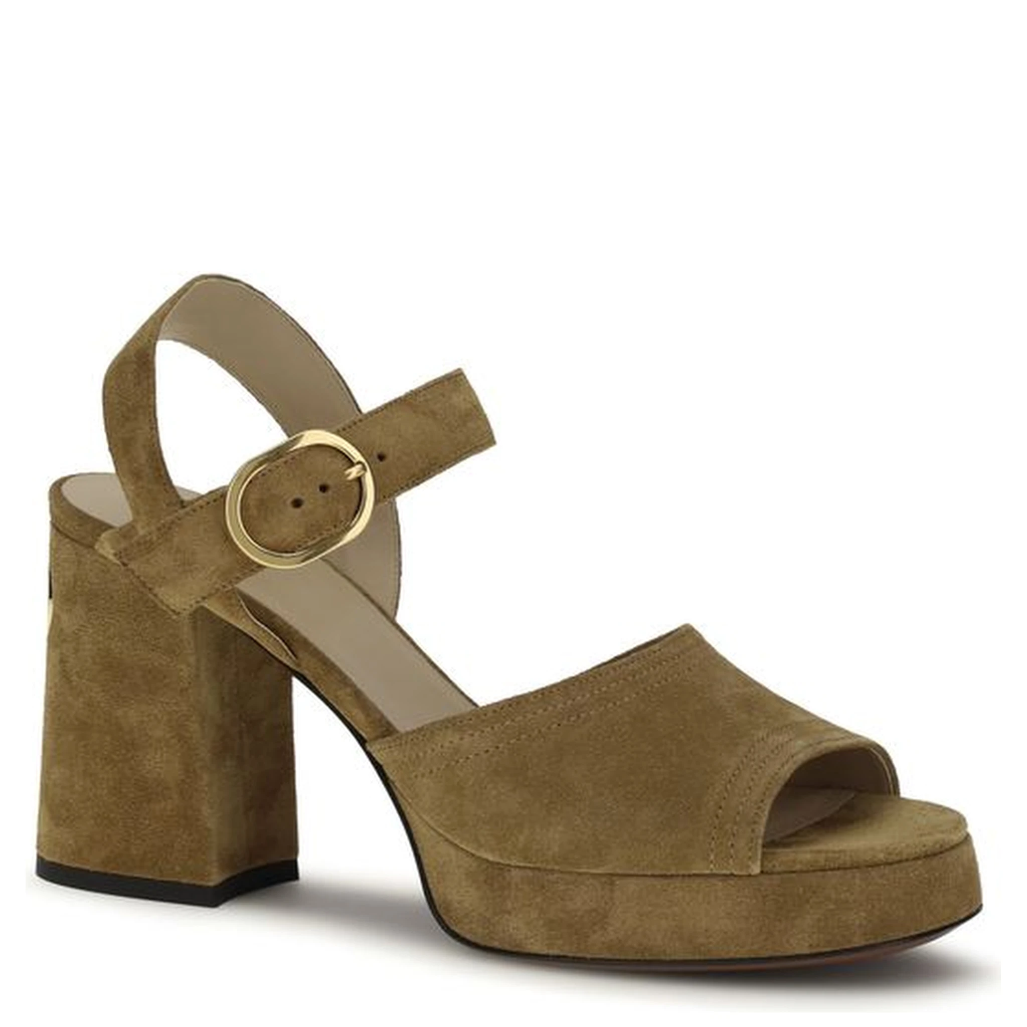 Beige Calf Leather Bos Taurus Platform Sandals