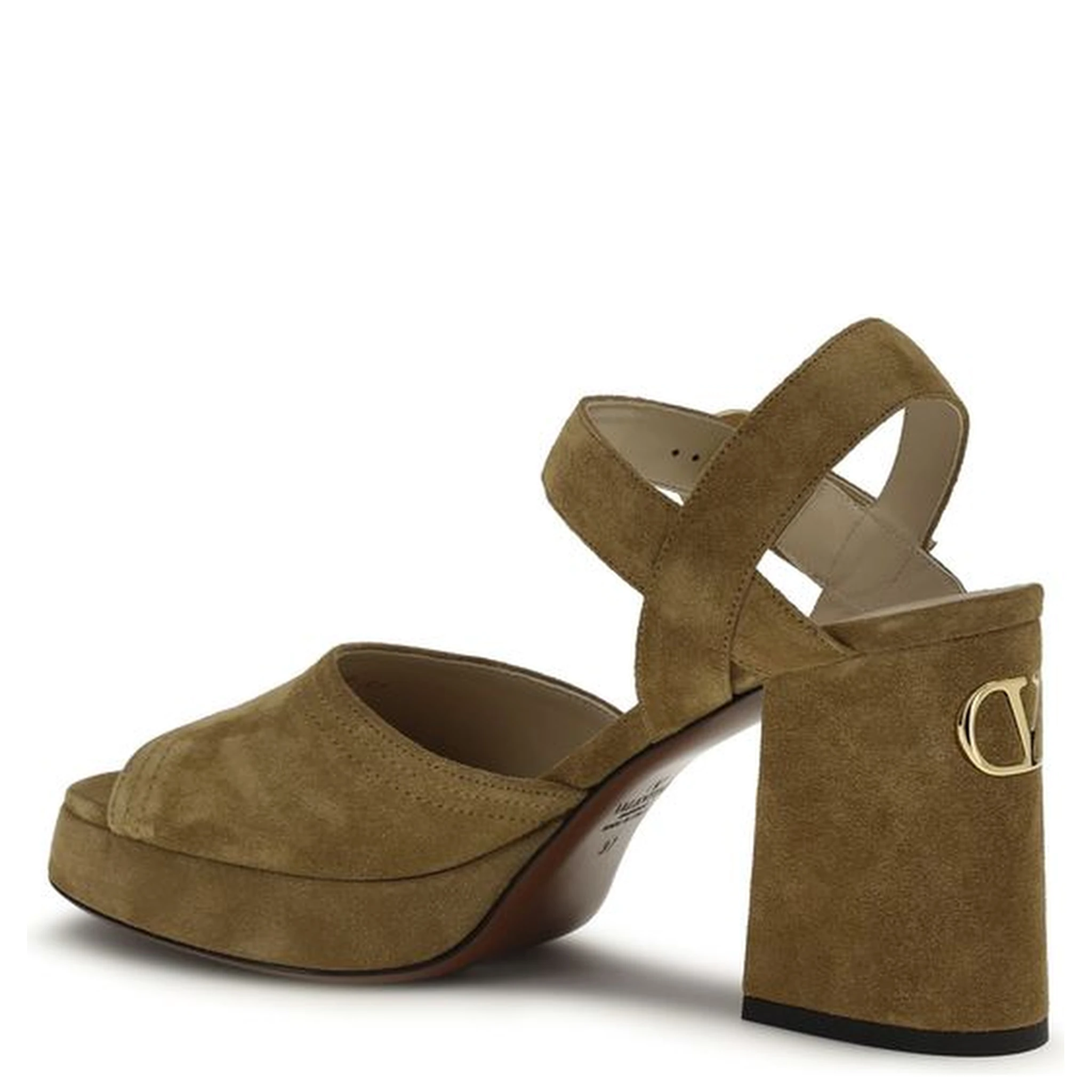 Beige Calf Leather Bos Taurus Platform Sandals