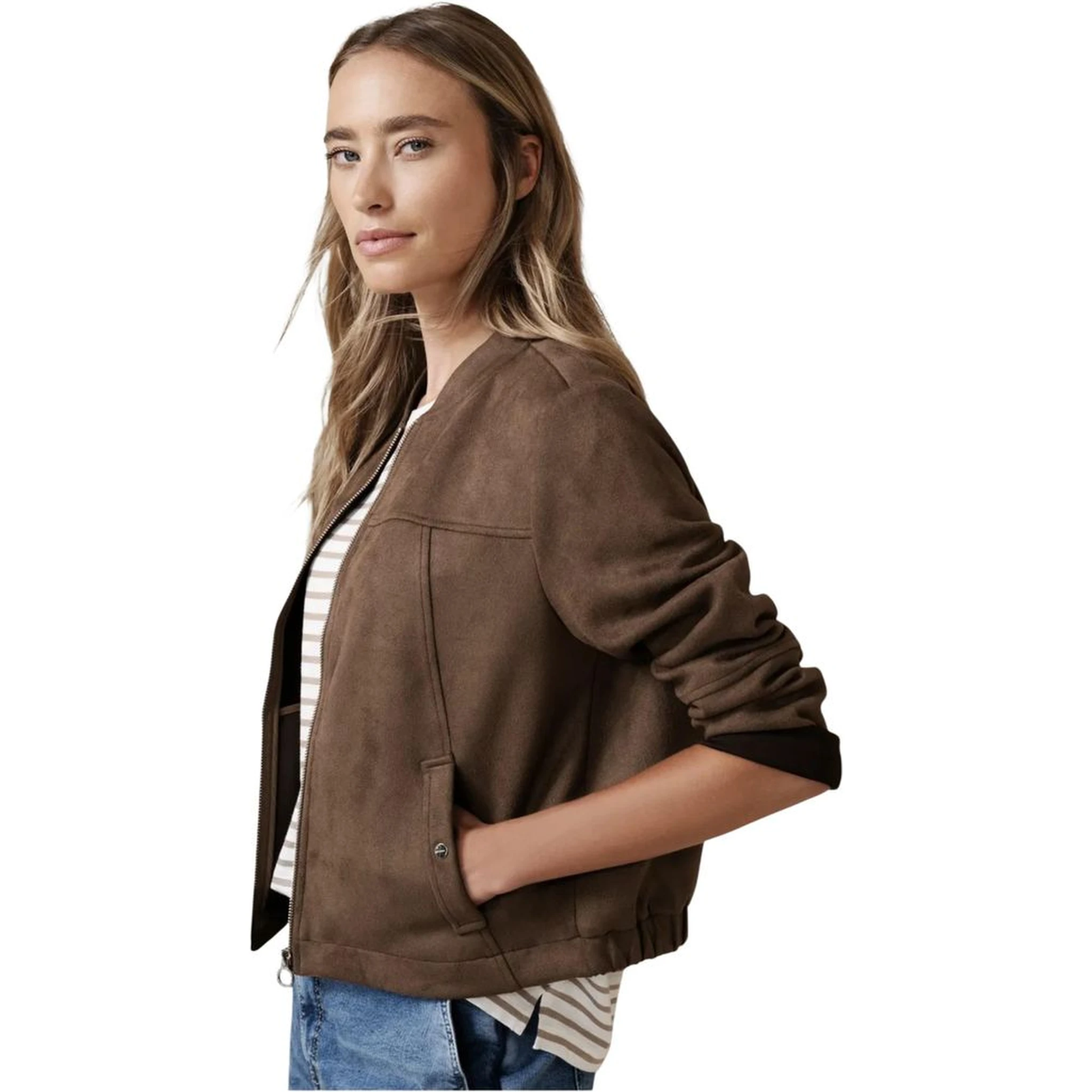 Brown Polyester Bomber