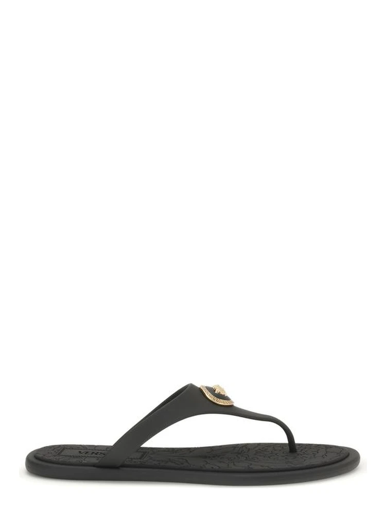 Black Rubber Flip-Flop Sandals