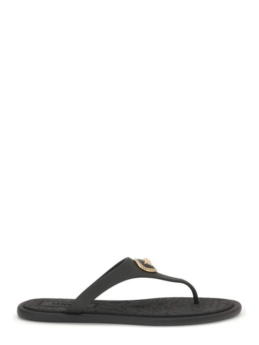 Black Rubber Flip-Flop Sandals