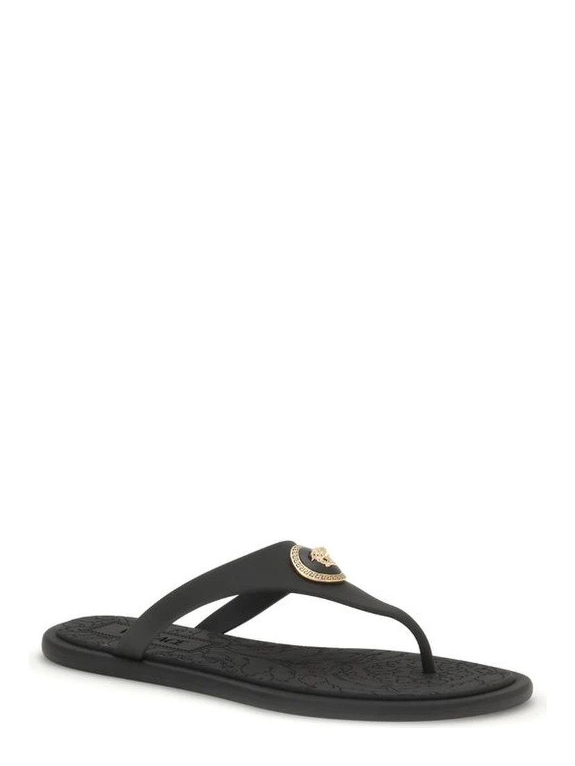 Black Rubber Flip-Flop Sandals