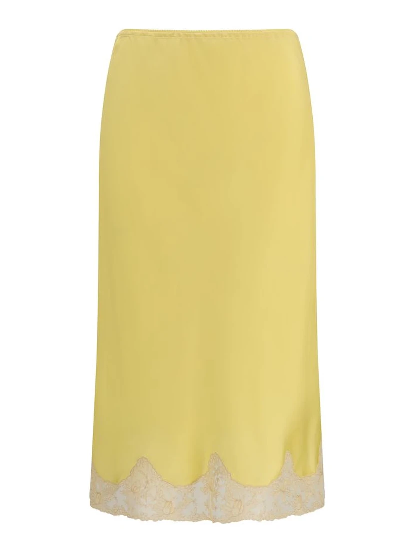 Bicolor Silk Midi Skirt