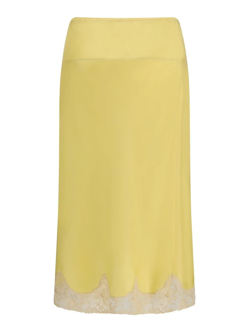 Bicolor Silk Midi Skirt
