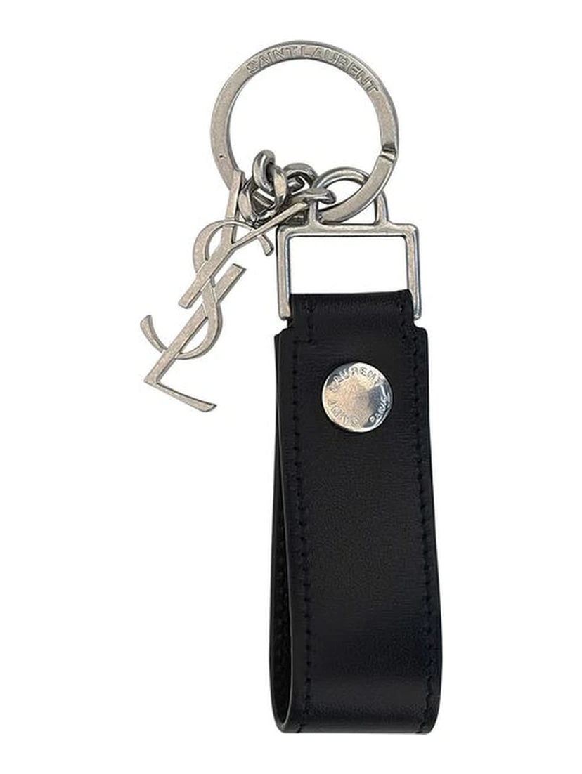 Black Calf Leather Bos Taurus Keychain