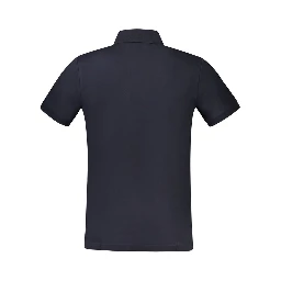 Blue Cotton Men Polo Shirt
