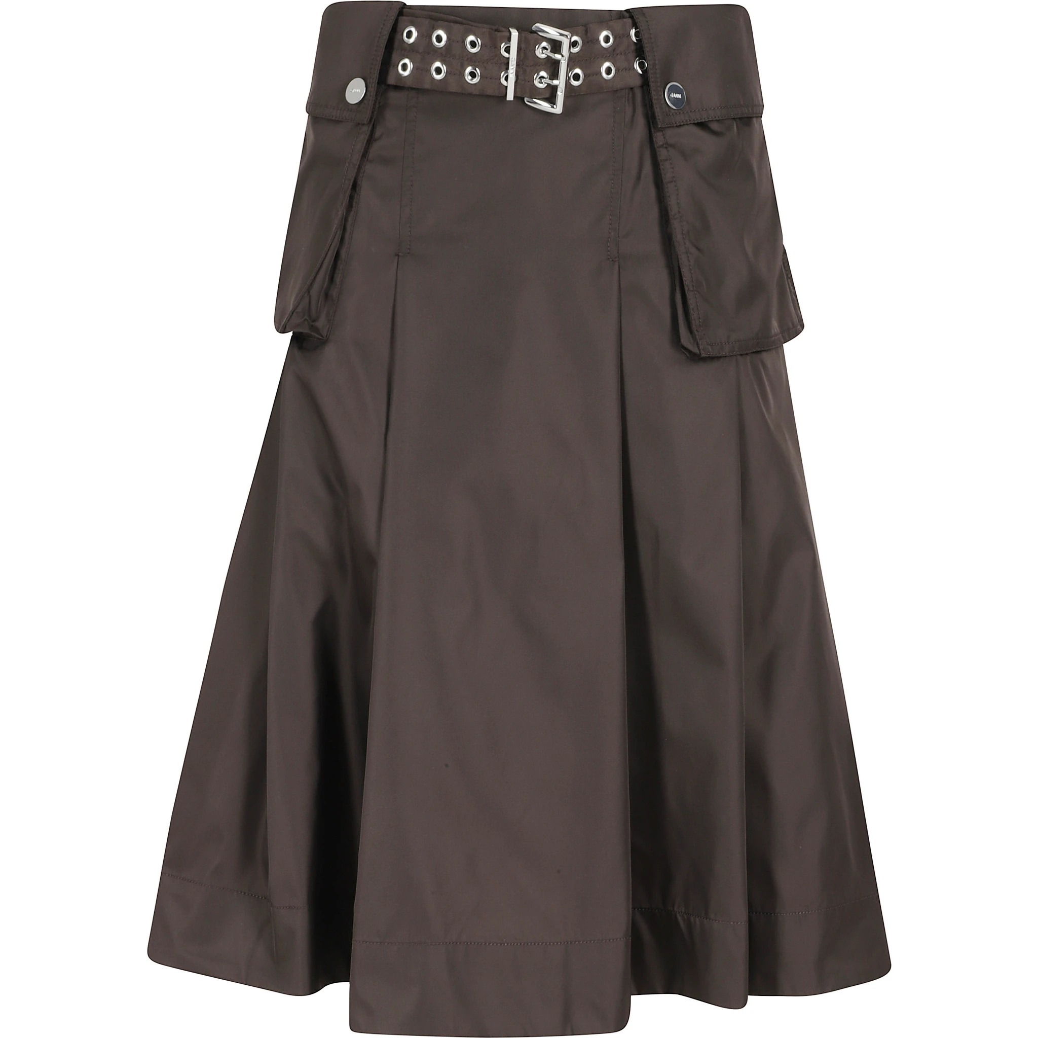 DUCHESSE NYLON MIDI PLEATED POCKET SKIRT