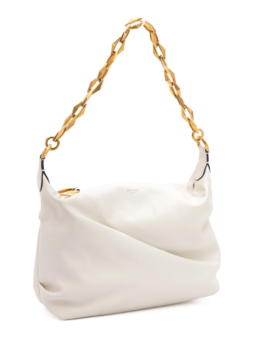 White Diamond Hobo Leather Shoulder Bag