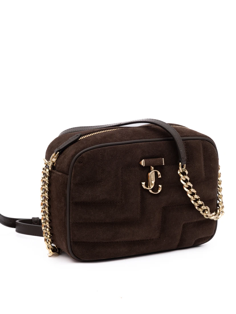 Brown Suede Avenue Camera Crossbody Bag