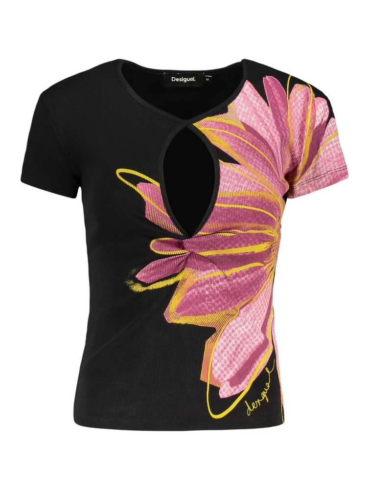 Black Cotton Women T-Shirt