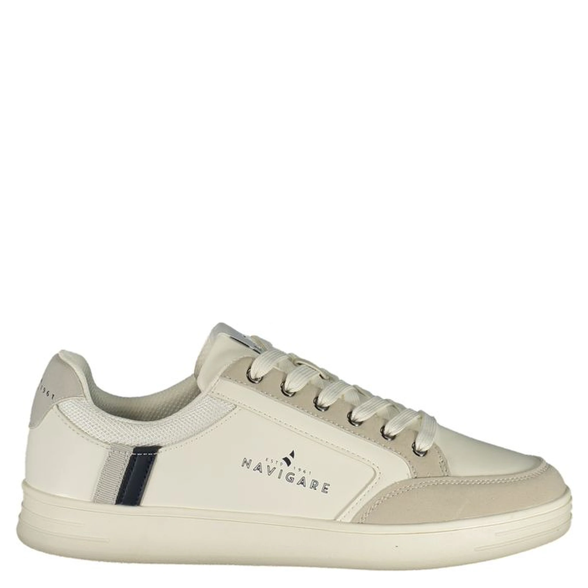 White Polyester Athletic Sneakers